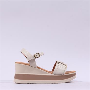 Oh My Sandals Platform Link Wedge - Cream Leather